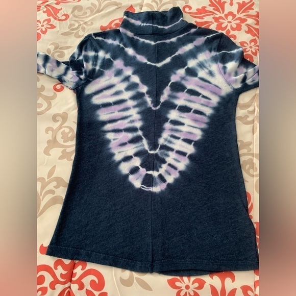 WE The Free Free People Psychedelic Tie-dye Turtleneck Top In Navy Size Medium - Picture 14 of 16